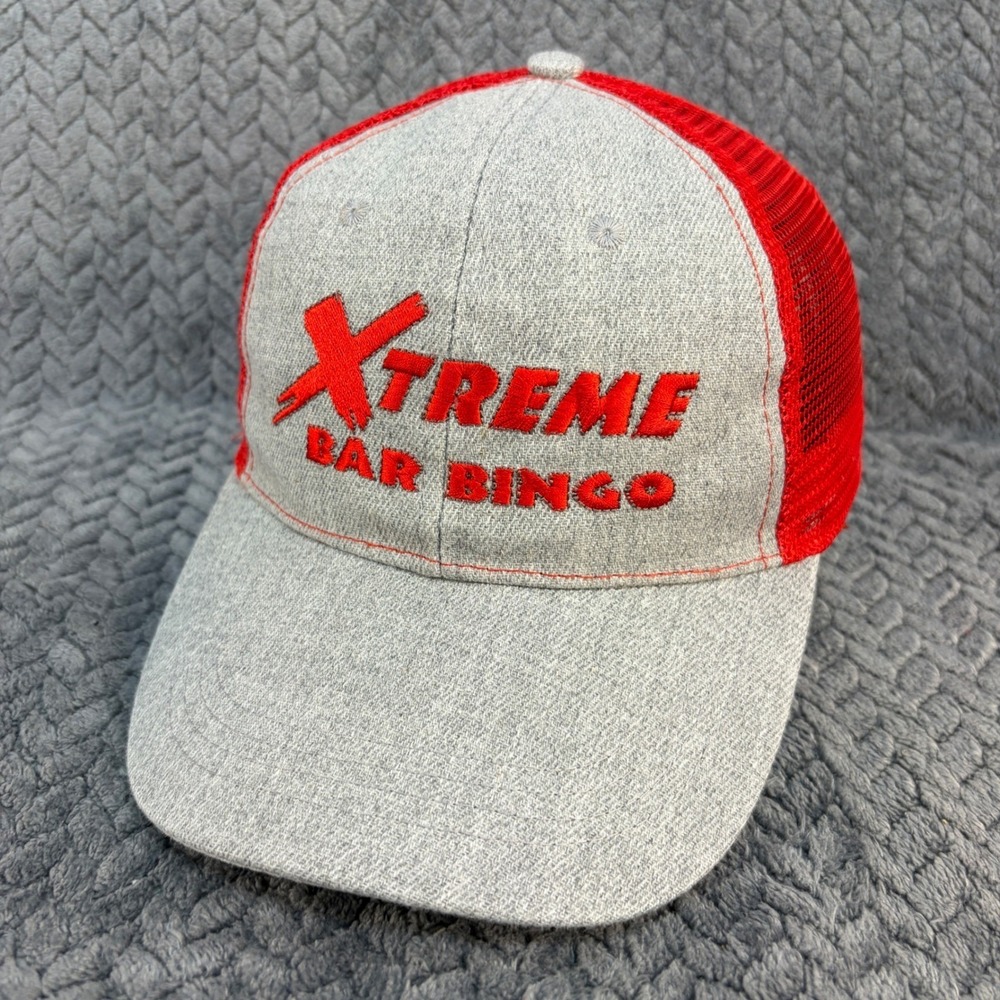 Hit Wear Xtreme Bar Bingo Trucker Hat Gray Red Mesh Snapback Cap 0664